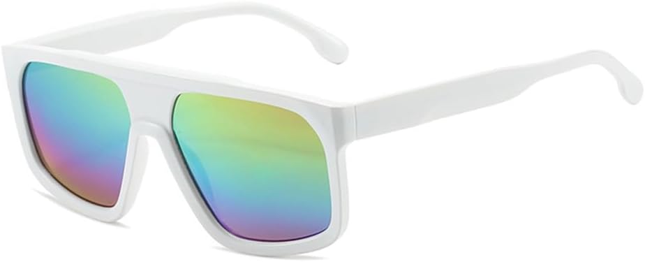 

Мужские солнцезащитные очки в стиле ретро квадратной формы с прозрачными линзами и зеркальной защитой, защита от ультрафиолета UV400, женские солнцезащитные очки generic, White Colorful