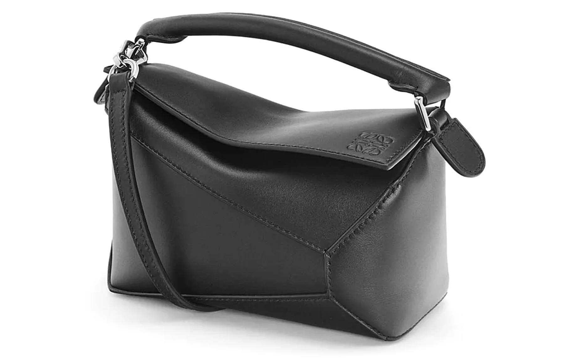 

LOEWE Сатиновая кожаная сумка через плечо миниатюрная женская черная