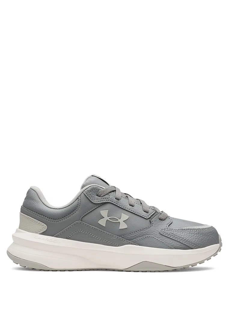 Кроссовки мужские, кожаные, Edge Leather Training Shoes Under Armour, белый/зеленый