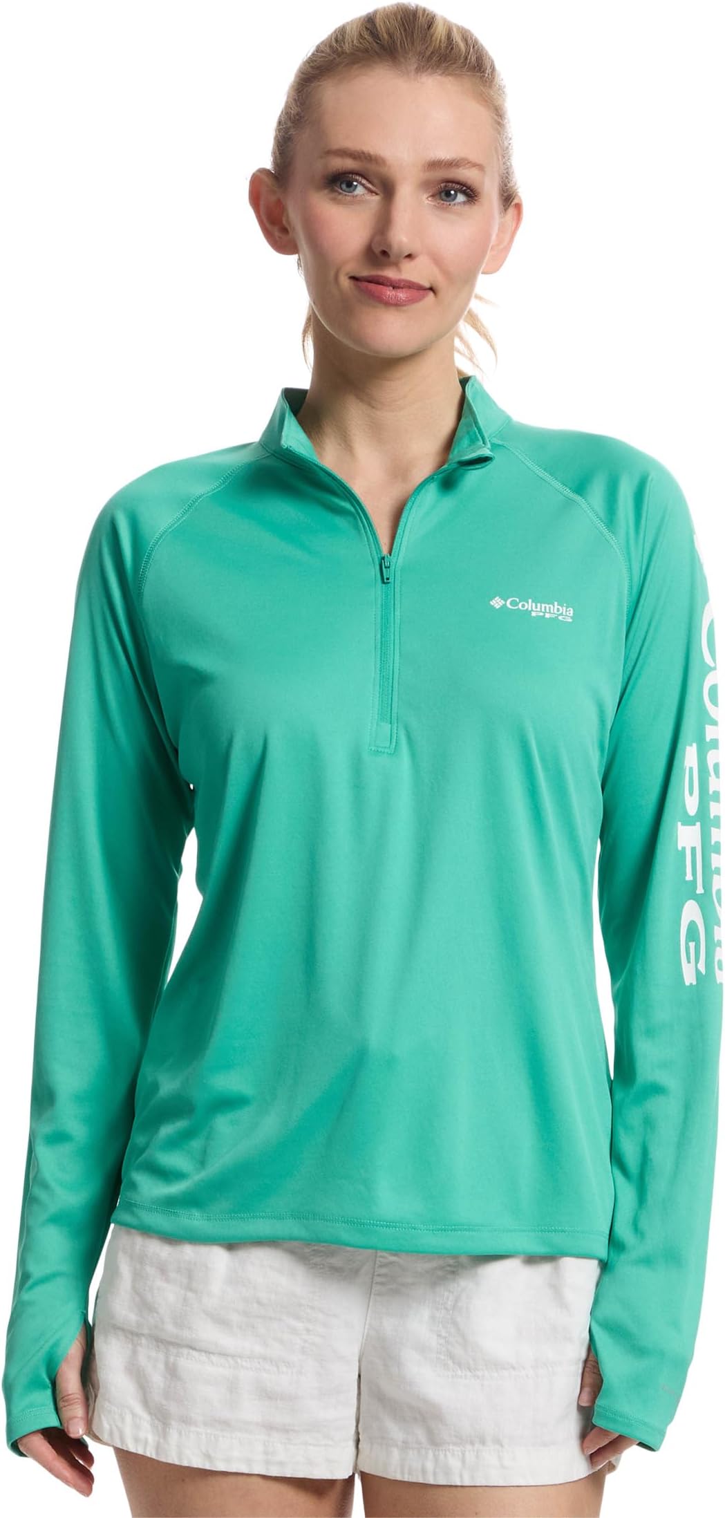 

Футболка Columbia Tidal Tee 1/4 Zip, Glaze Green/White Logo