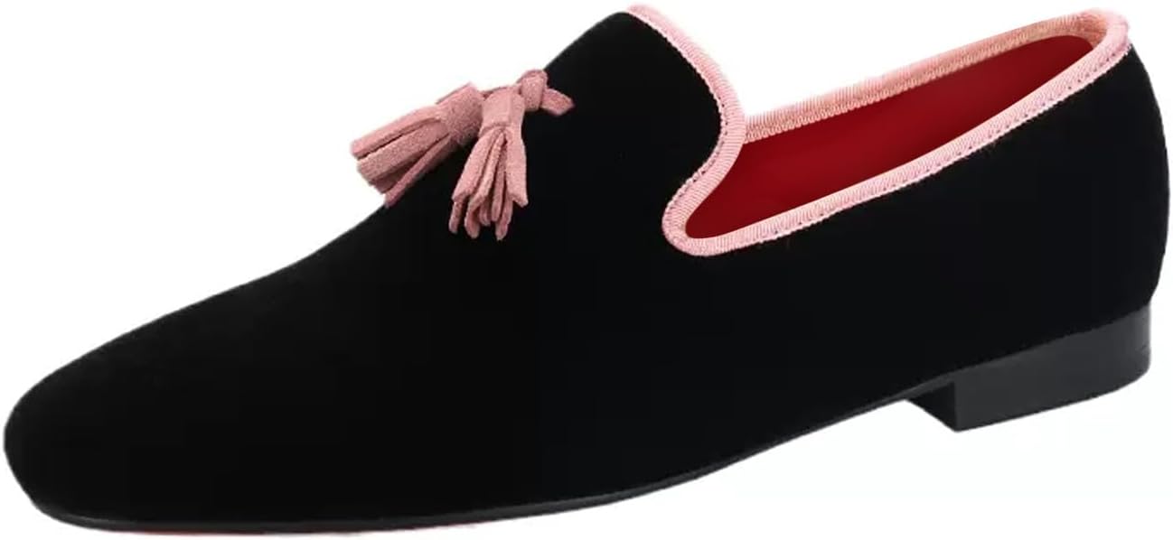 

Мужские слипоны Santimon с кисточками, бархатные повседневные лоферы, модные лоферы для торжеств, свадеб, смокинга, делового стиля, вечеринки и диско для мужчин, черный