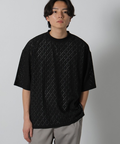 

Футболка с коротким рукавом, кружевной узор LAKOLE, черный