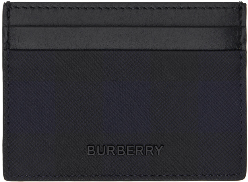 

Держатель для карт в черную клетку Burberry, темно-синий