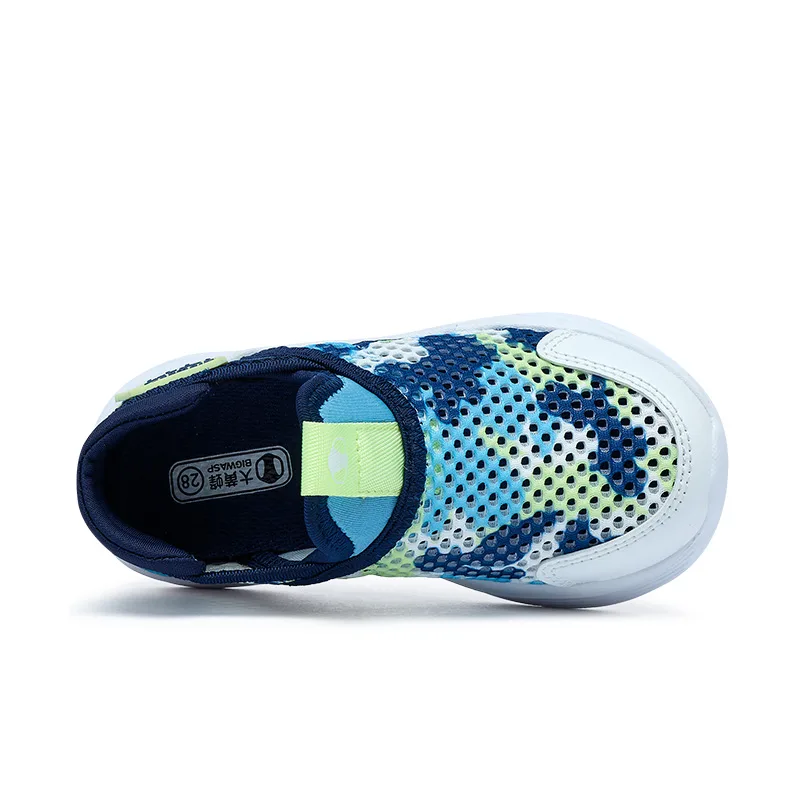 Детские повседневные кроссовки low top из искусственной кожи, нескользящие, износостойкие, дышащие BIG WASP, Dark Blue Green Summer Single Mesh — фото 4