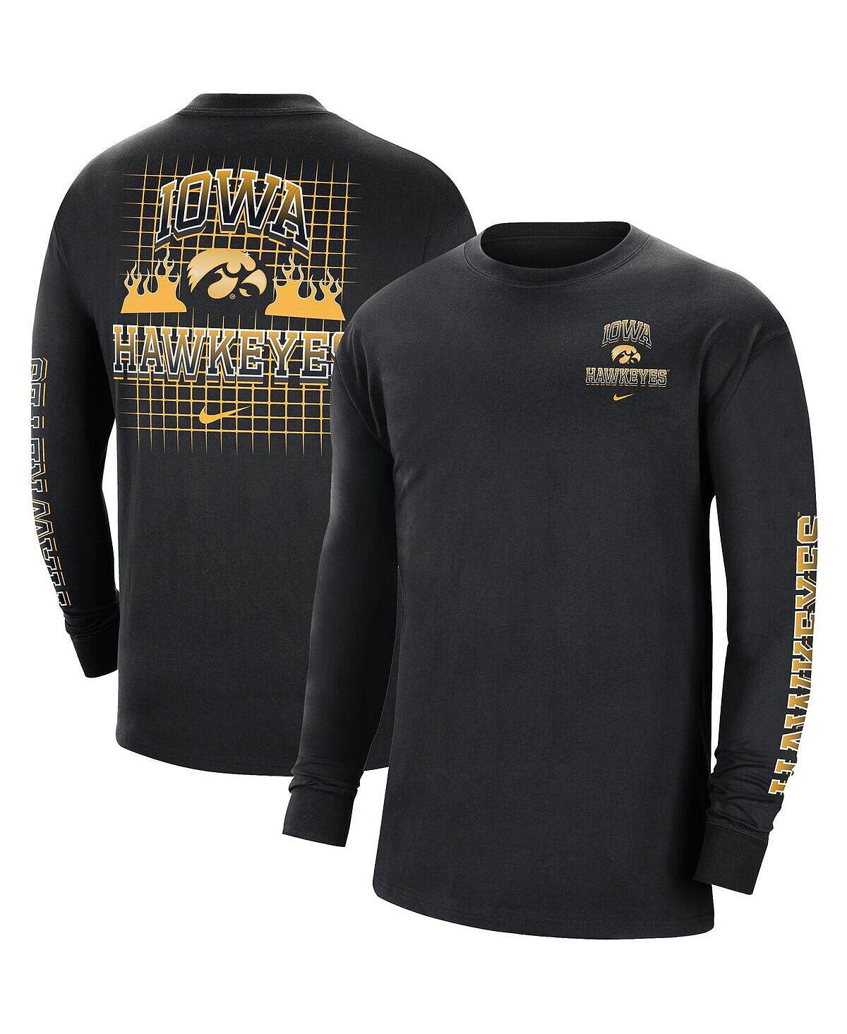 

Мужская черная футболка с длинным рукавом Iowa Hawkeyes Tour Max 90 Nike, Черный, Мужская черная футболка с длинным рукавом Iowa Hawkeyes Tour Max 90 Nike