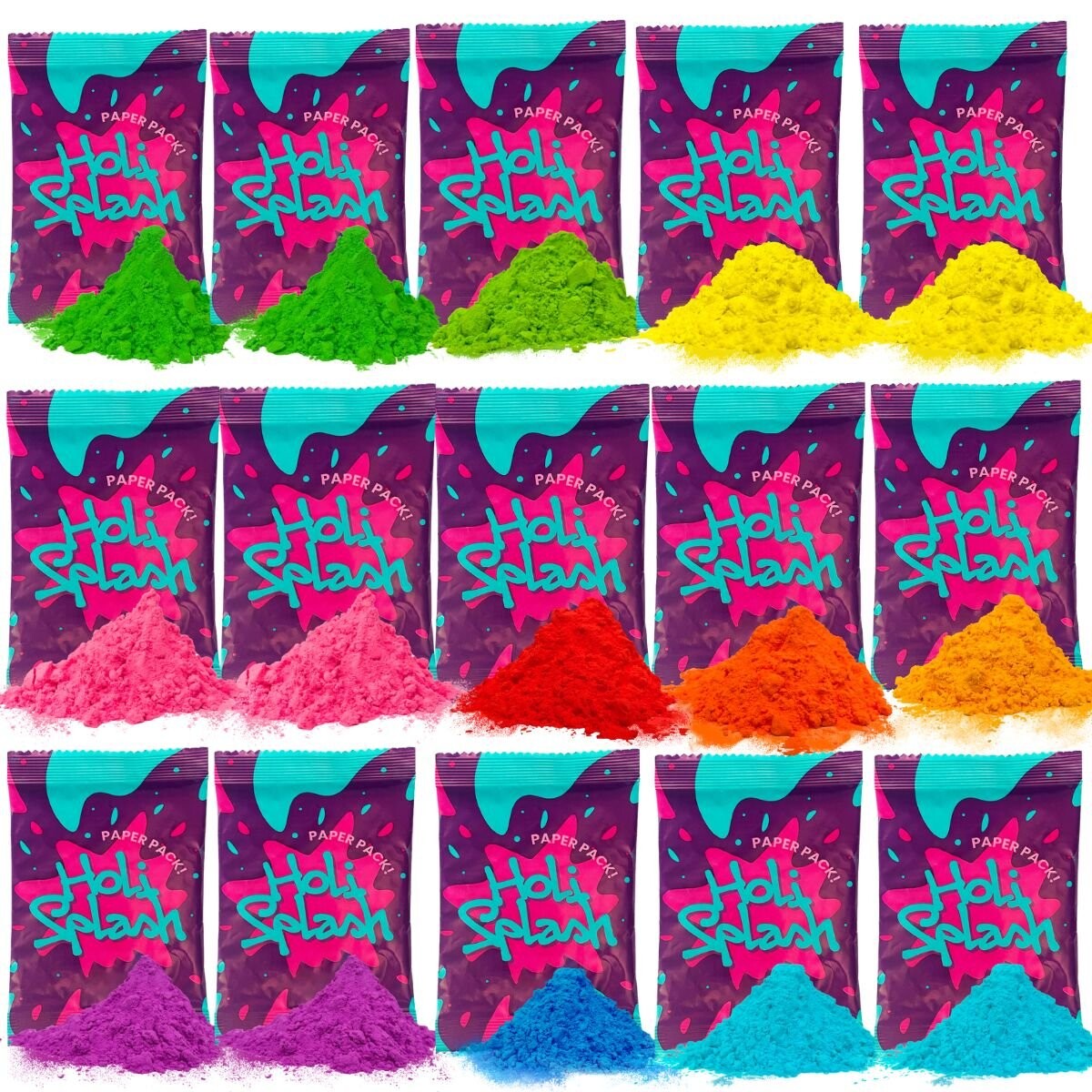 

Holi Splash, Красочный порошок Холи для Фестиваля красок, упаковка из 15 шт