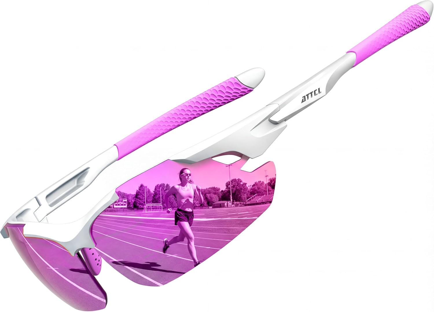 

Поляризованные солнцезащитные очки ATTCL для мужчин, спортивные: надежная фиксация, обтекаемая оправа из материала TR90, сверхлегкая защита от УФ-излучения, подходят для рыбалки, вождения, гольфа, White+pink/Mirrored