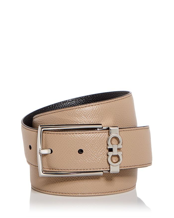 

Двусторонний кожаный ремень Ferragamo Gancini Keeper, коричневый/бежевый