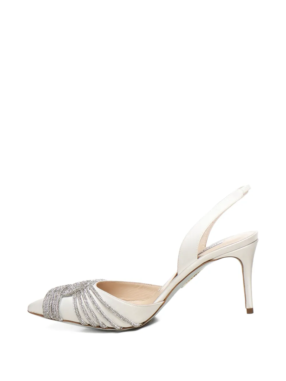 Туфли Gatsby Sling Satin 75 с ремешком на пятке Aquazzura, белый — фото 3