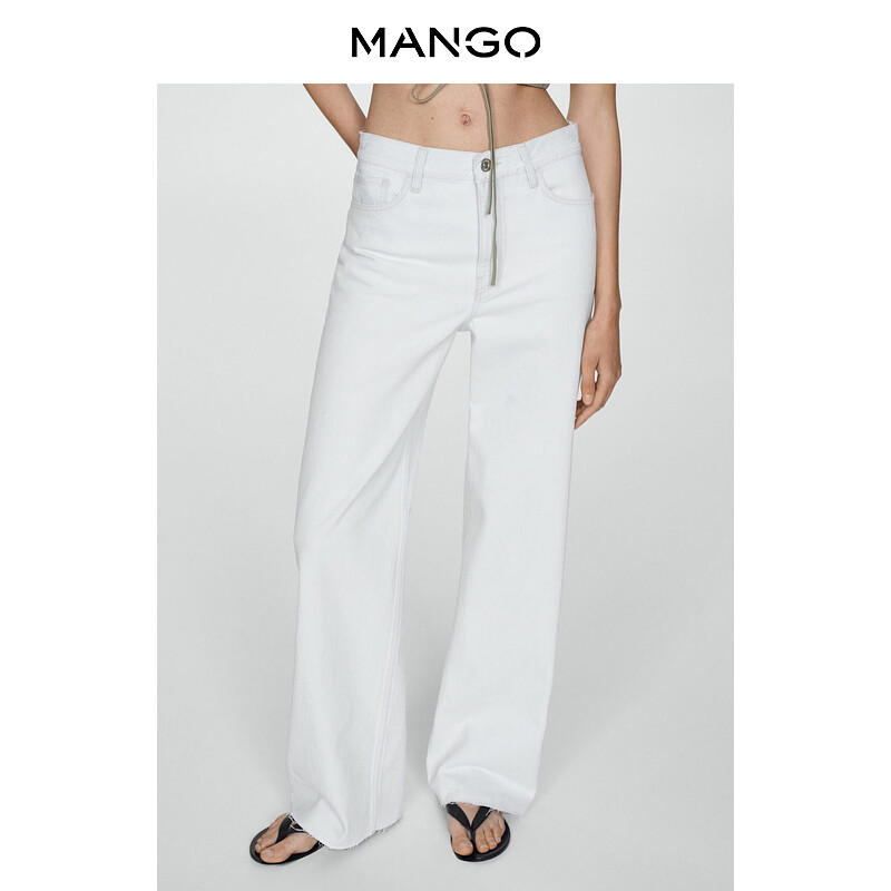 

Женские джинсы Mango с широкими штанинами и высокой талией, белый