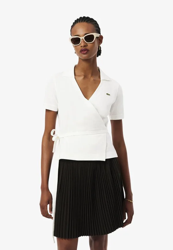 Рубашка поло Lacoste Blanc-V, однотонная, белая