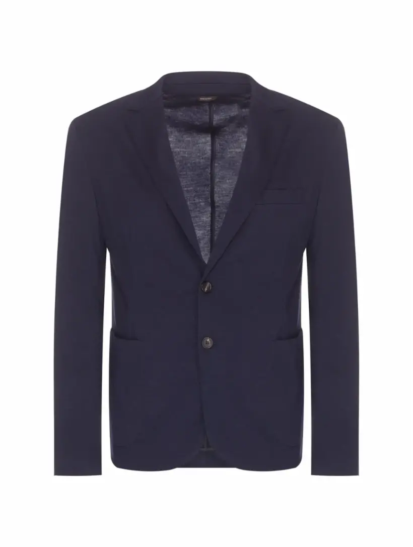 

Кашемировый однобортный пиджак Loro Piana, тёмно-синий