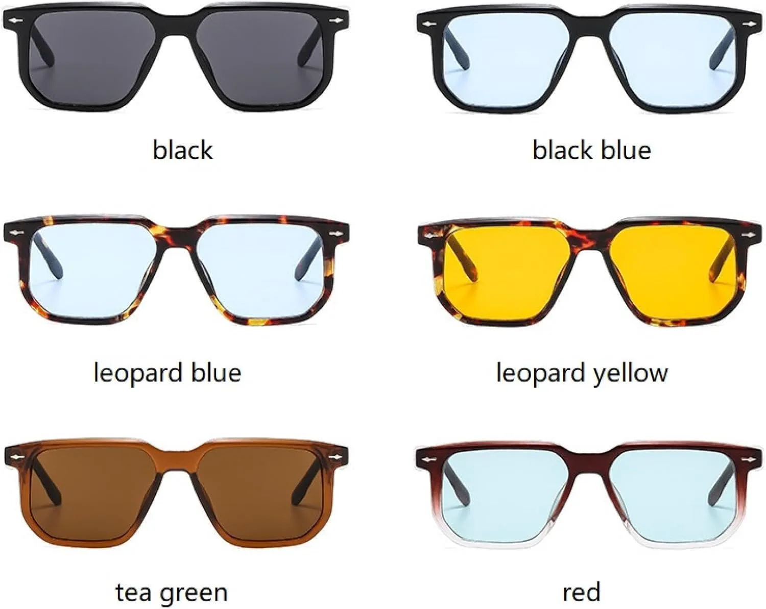 

Солнцезащитные очки с защитой UV400 | Линзы Rivets Green Leopard | Для женщин и мужчин, для занятий спортом на открытом воздухе и вождения DSVIGF, Black Blue