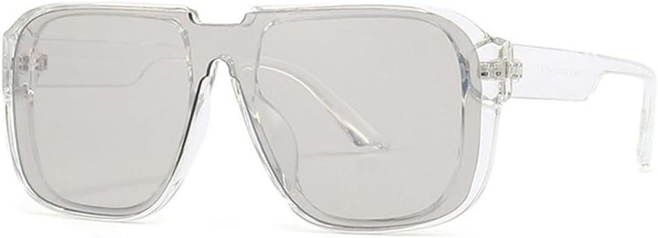 

Мужские солнцезащитные очки в стиле ретро, ​​цельные, зеркальные, с защитой от УФ-излучения UV400, с плоской верхней частью, модные мужские солнцезащитные очки HHZZYVY, Transparent Grey