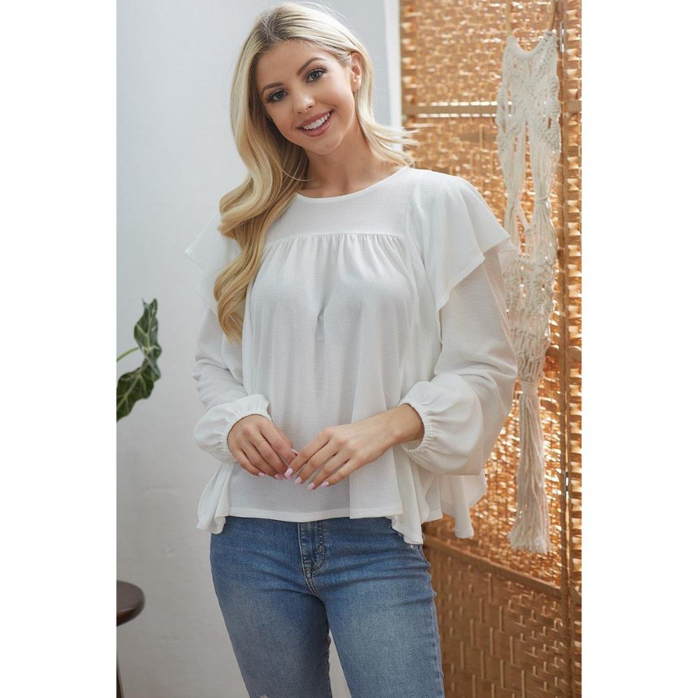 

Топ с длинными рукавами и драпировкой FASHNZFAB, слоновая кость