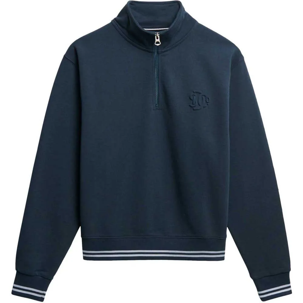 Свитер Superdry Country Club с тисненым рисунком и застежкой-молнией до середины груди, синий — фото 3