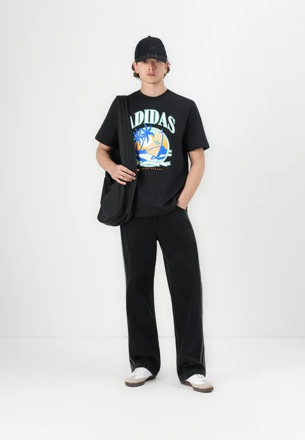 Футболка с ретро-принтом на тему праздников Adidas Originals, Black — фото 3