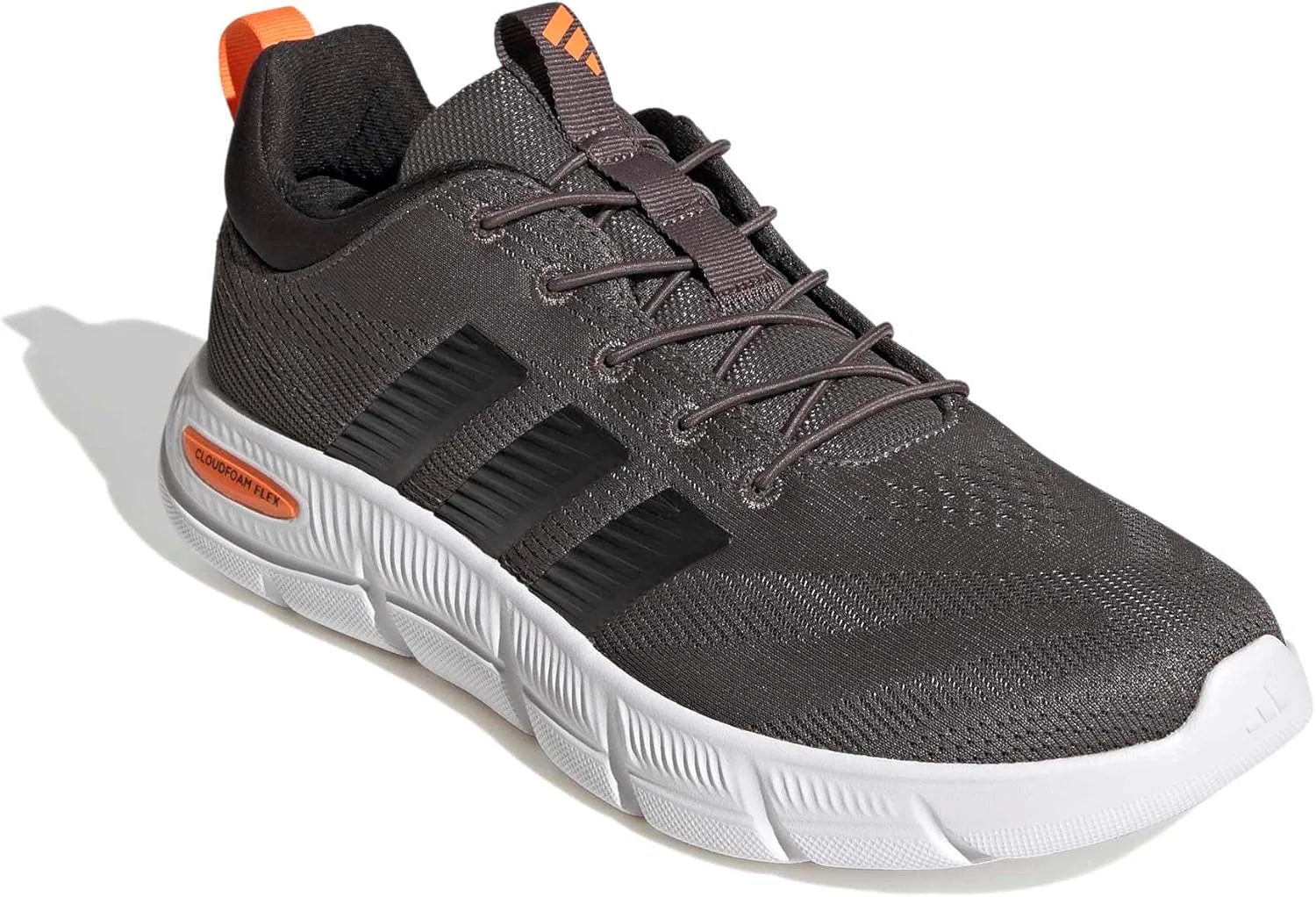 Мужские кроссовки Adidas Cloudfoam Flex на эластичных шнурках, Charcoal Core Black Pure Orange — фото 3