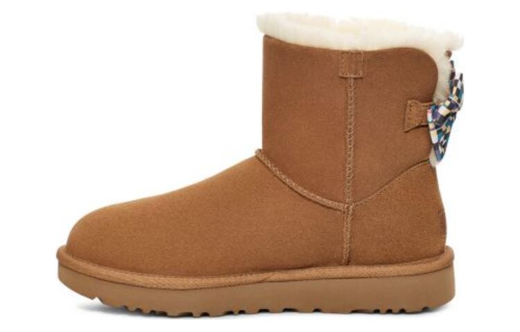 Угги UGG Checkered Bow Short Snow Boots 'Brown' Women's