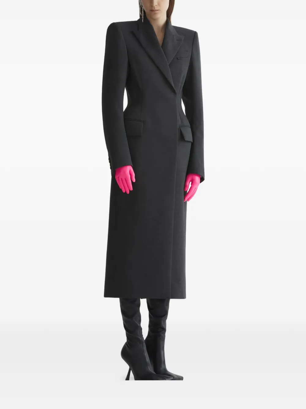 Пальто с заостренными лацканами Mugler, серый — фото 2