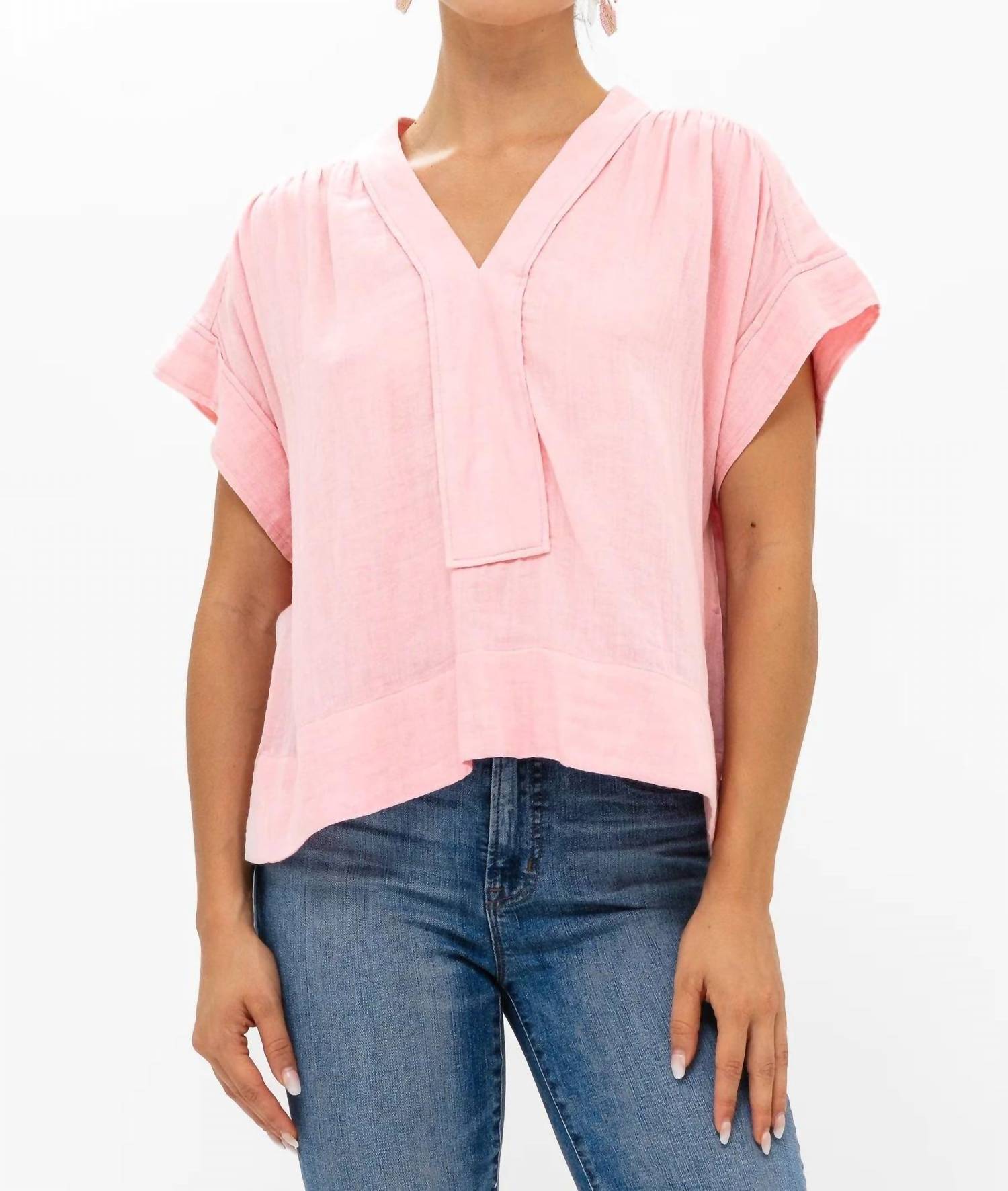 

Топ с закатанными рукавами в цвете Bahama Pink Oliphant