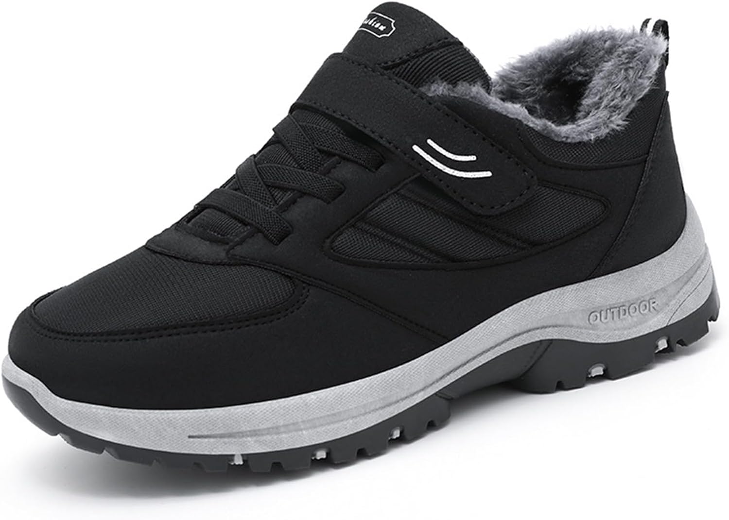 

Мужские зимние ботинки на шнуровке с платформой, с застежками крючок и петля, с теплой подкладкой из меха, водонепроницаемые, противоскользящие, походные ботинки до щиколотки для путешествий на открытом воздухе и катания на лыжах Nejkg, черный