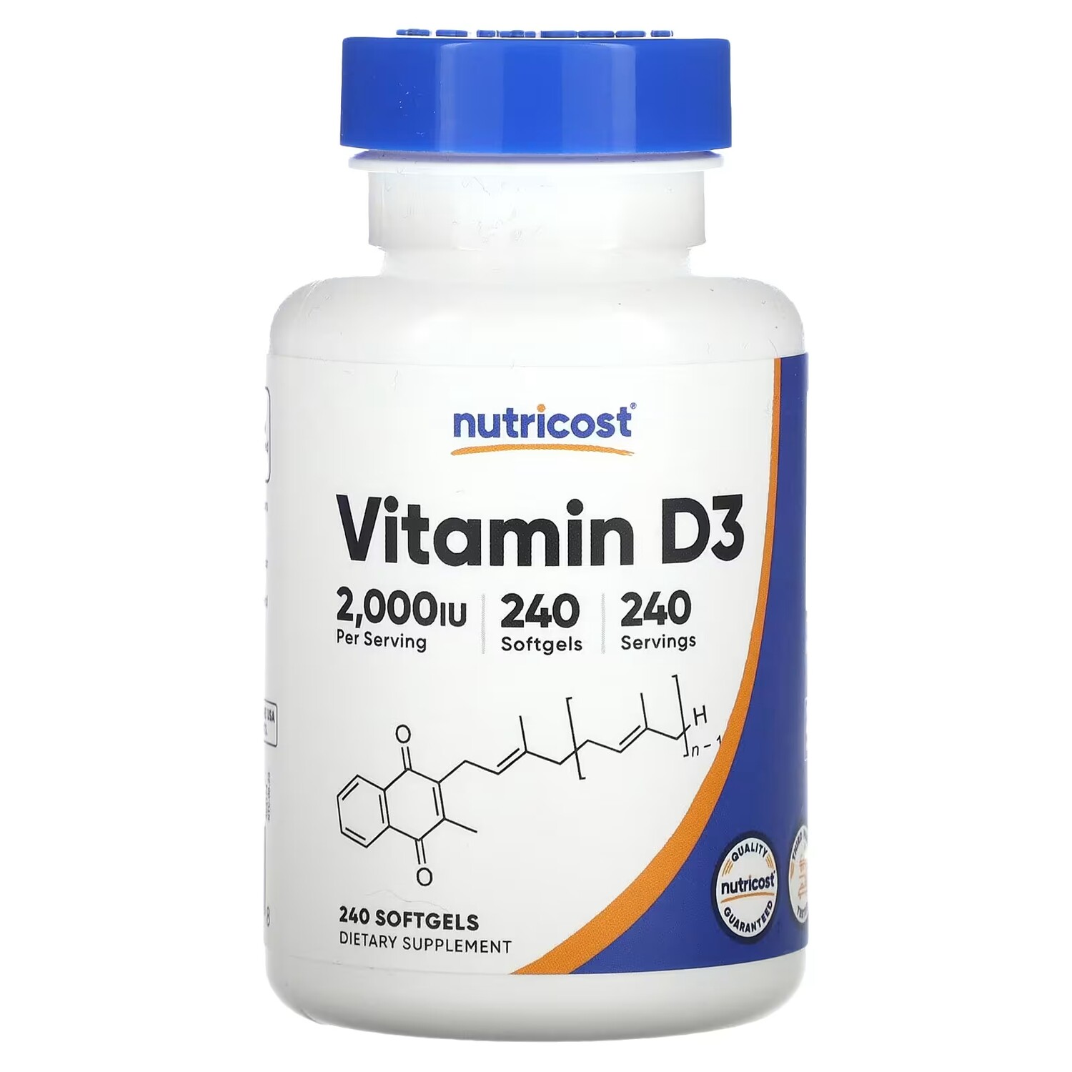 

Витамин D3 Nutricost 2000 МЕ, 240 мягких таблеток