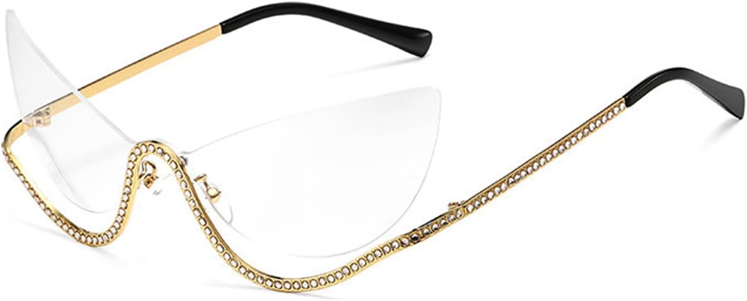 

Willochra — большие безободковые солнцезащитные очки с бриллиантами, женские, с кристаллами, в стиле «кошачий глаз», винтажные, для вечеринок, с защитой от ультрафиолета UV400, C5