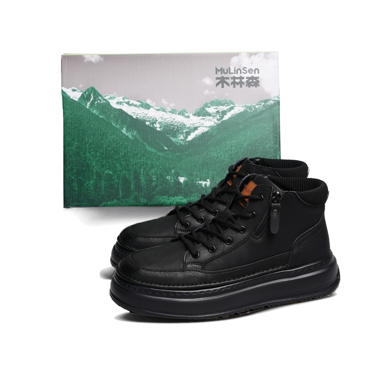 

Mulinsen Мужские устойчивые к истиранию нескользящие полувысокие повседневные ботинки с черной флисовой подкладкой, цвет Black Fleece-Lined