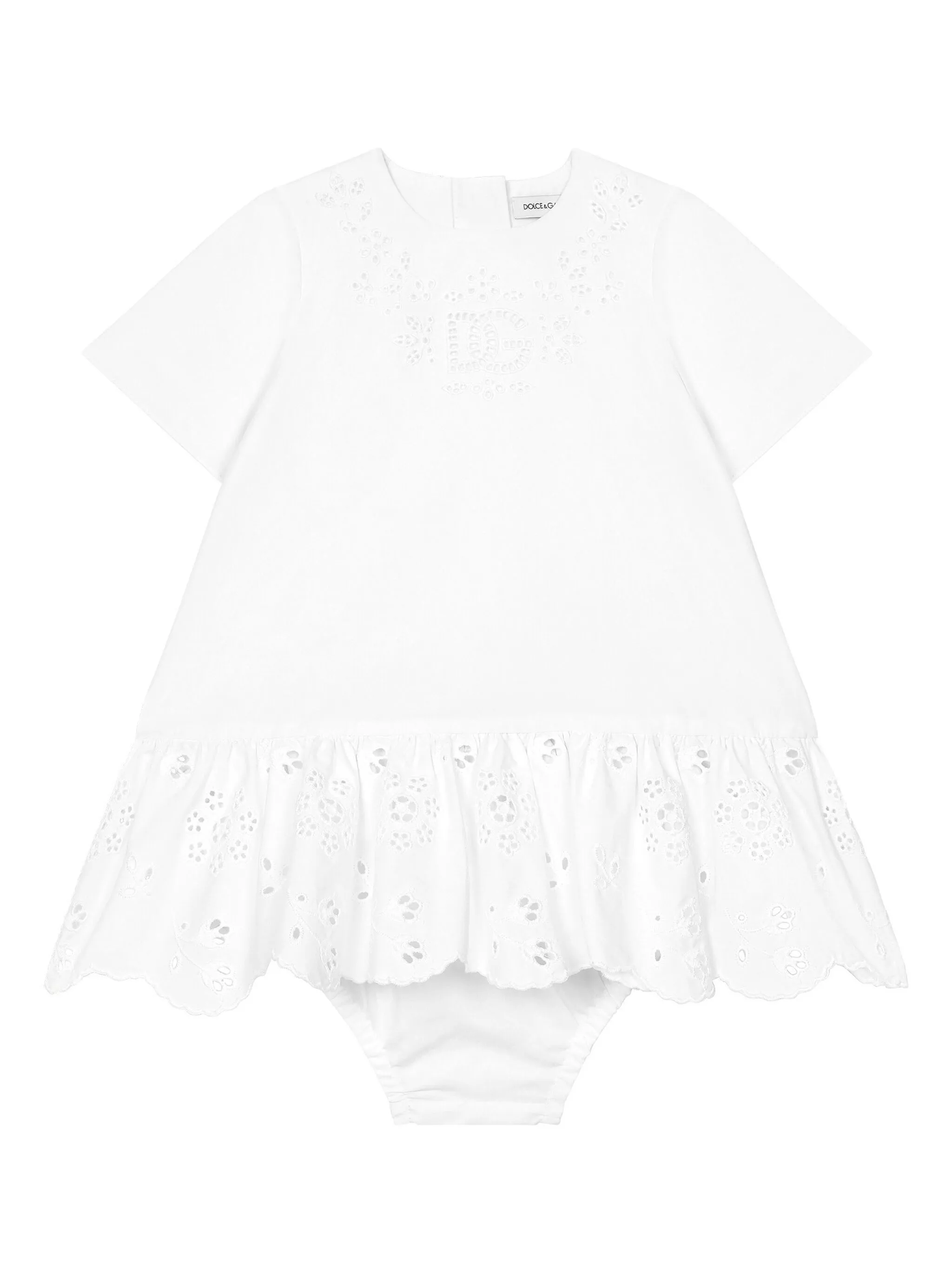 

Платье с вышитым логотипом Dolce & Gabbana Kids, белый