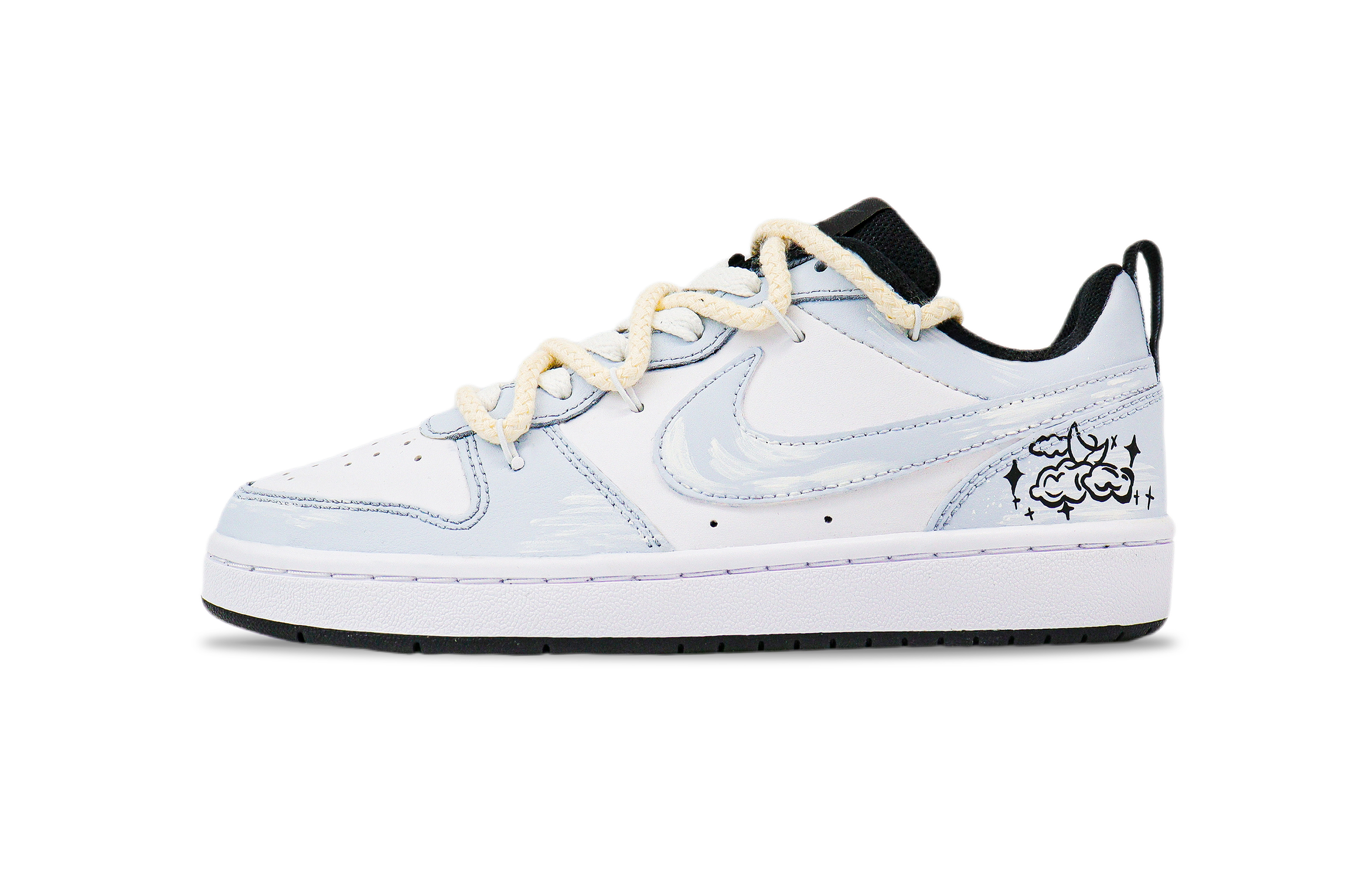 

Кроссовки Nike Court Borough Skateboarding Shoes Women's Low-top White, синий/белый