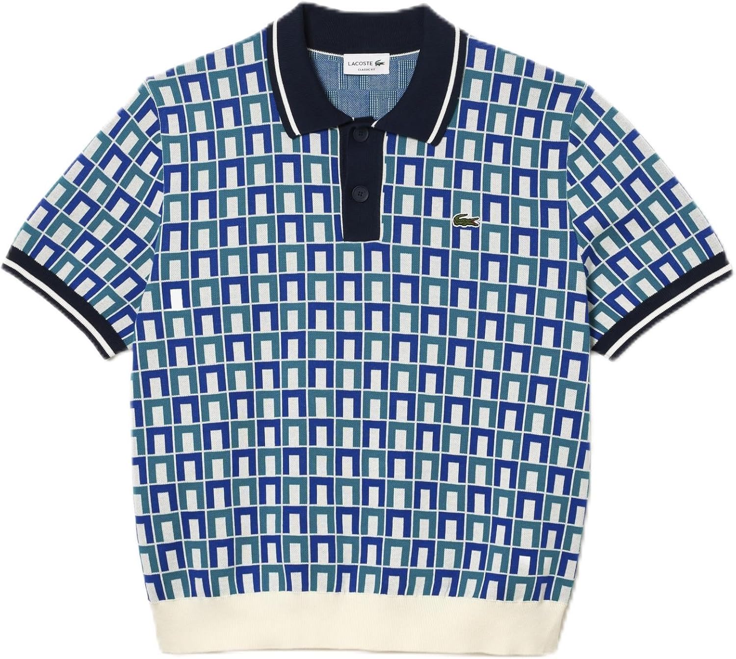 

Lacoste мужская короткий рукав классический крой жаккардовый поло свитер, Mascarpone/Sloe 0-Undergr