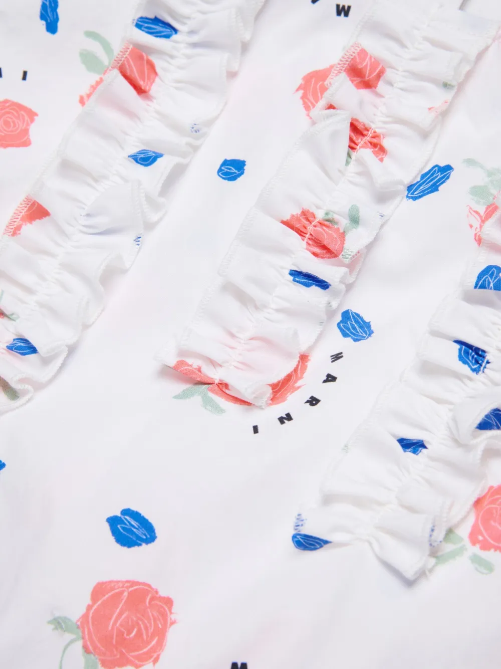 Топ с оборками и цветочным принтом Marni Kids, белый — фото 4