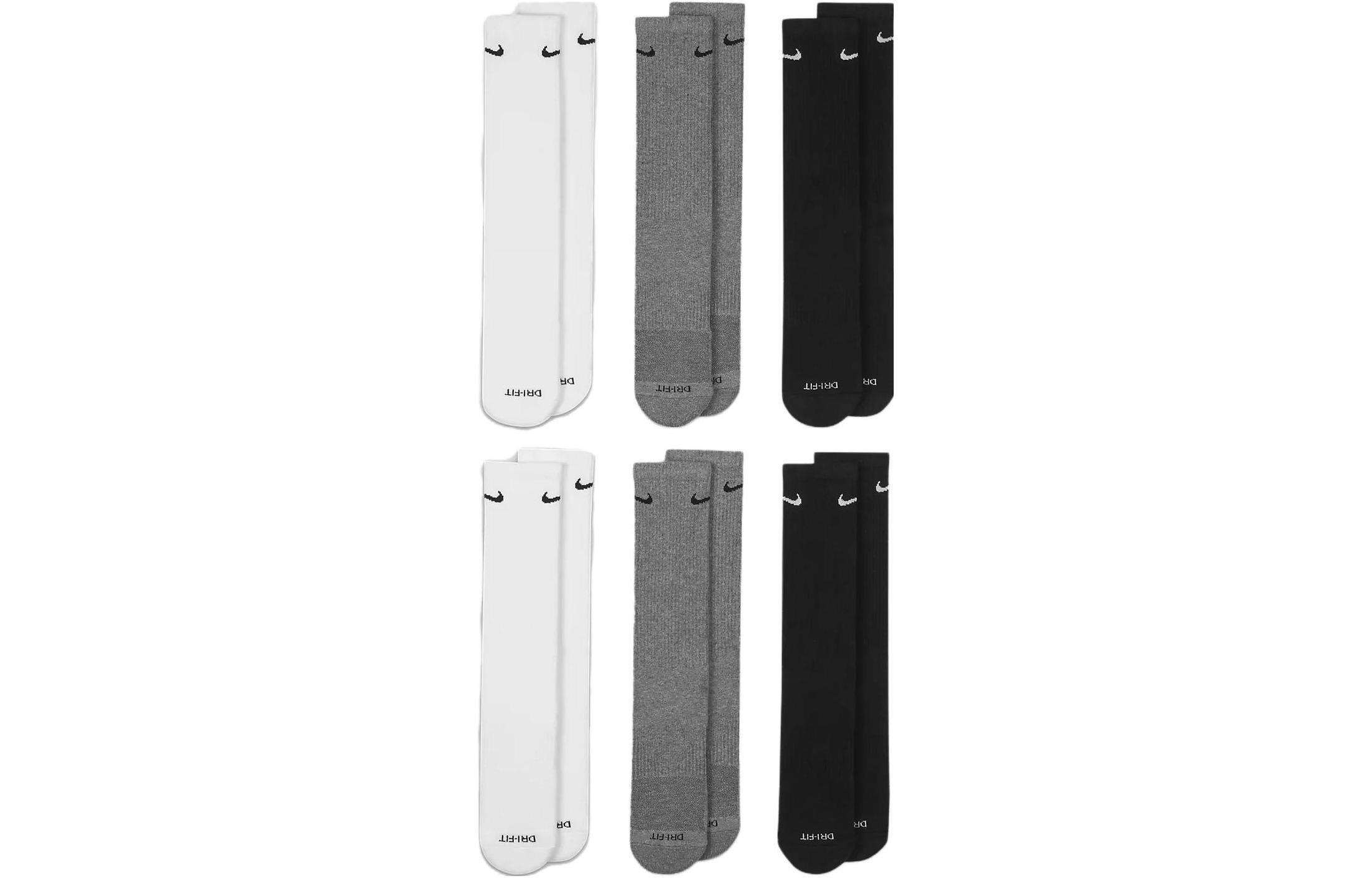 

Носки до середины икры унисекс 6 пар Nike, 6 пар (Белый+Серый+Черный+Белый+Серый+Черный)