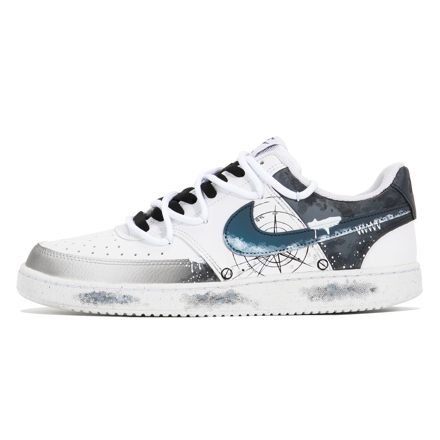 

Кроссовки Nike Court Vision Skateboarding Shoes Unisex Low-top University Blue/Black/White, синий