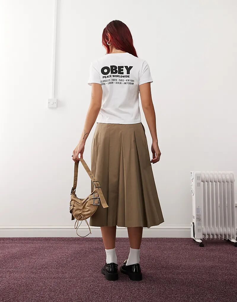 

Футболка с надписью «Мир во всем мире» белого цвета Obey