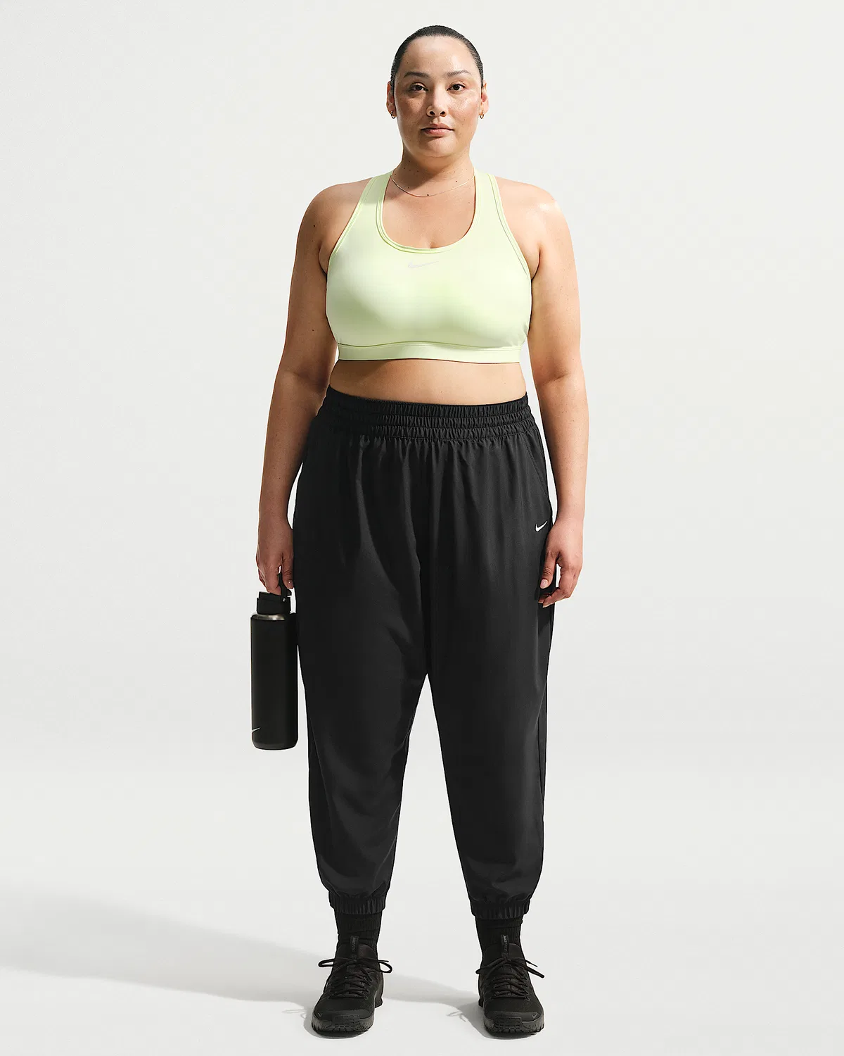 Женские джоггеры Dri-FIT с завышенной талией 7/8 (Plus Size) Nike One, Black/White