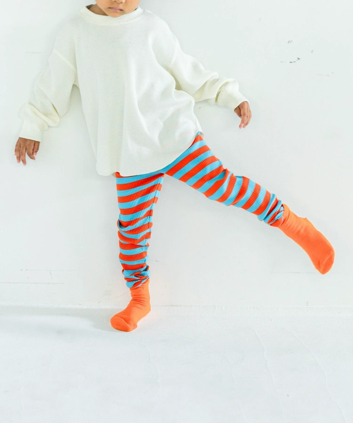 Полосатые ребристые леггинсы Lowrys Farm, Blue x Orange (82)