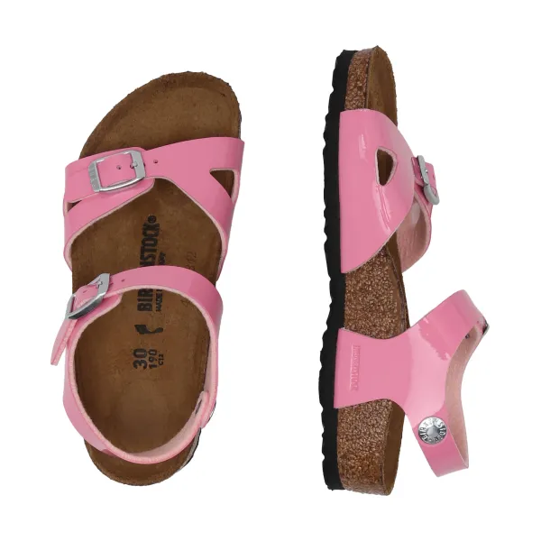 Лакированные карамельно-розовые босоножки с добавлением кожи Birkenstock, розовый — фото 3