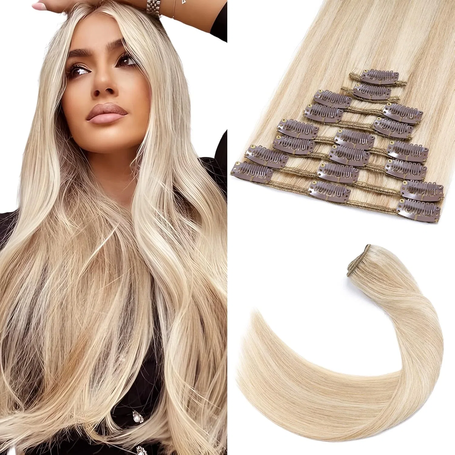 Накладные пряди на заколках Balayage от Elailite Elailite, #18/613 Balayage Blonde