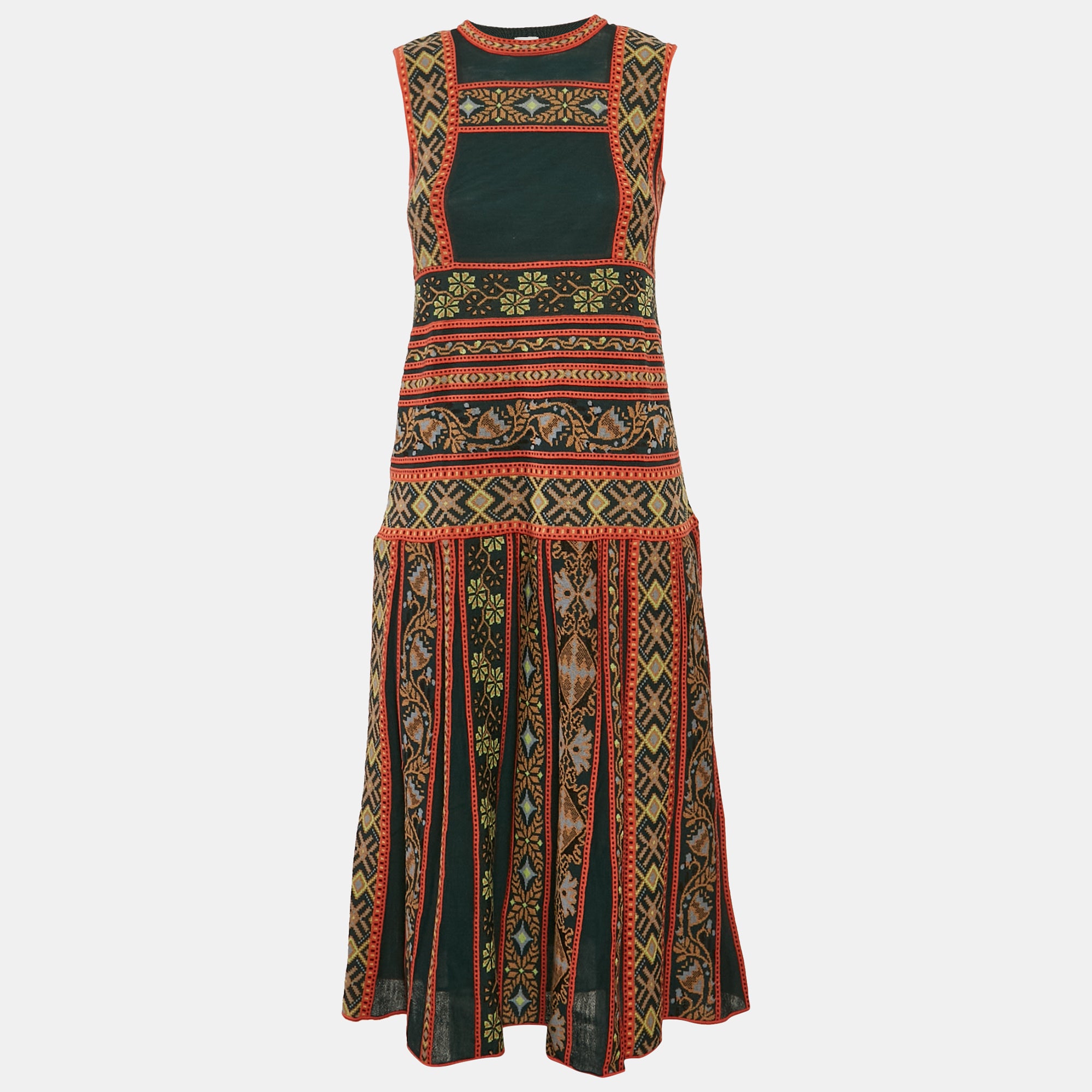 

M Missoni Платье-миди без рукавов Missoni зеленого цвета с цветочным принтом, трикотажное