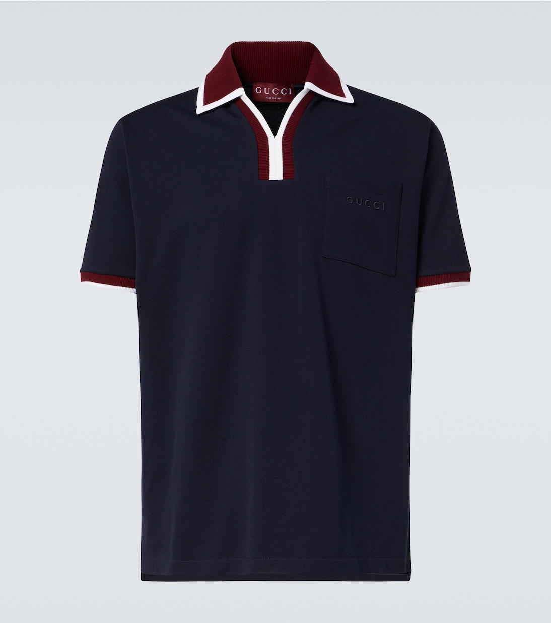 

Хлопковая пике-поло Gucci, Blue Navy/Mix