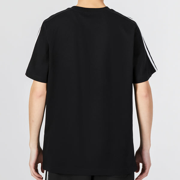 Футболка Essentials одинарная майка 3 полоски футболка Adidas, черный — фото 4