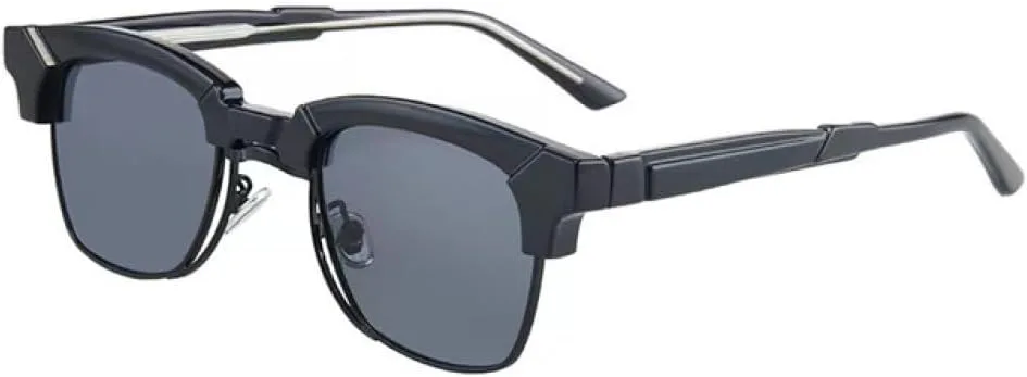 

Модные квадратные солнцезащитные очки для женщин в стиле ретро с прозрачными линзами и полуметаллической оправой для мужских очков MTZJH, Glossy Black Gray