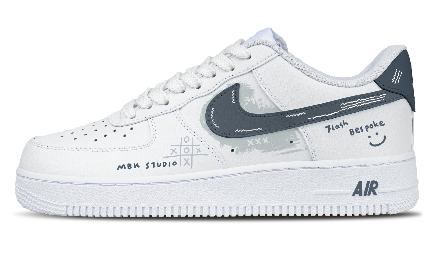 Nike Air Force 1 Smile Gray устойчивые к истиранию низкие скейтборд кроссовки men's серый белый