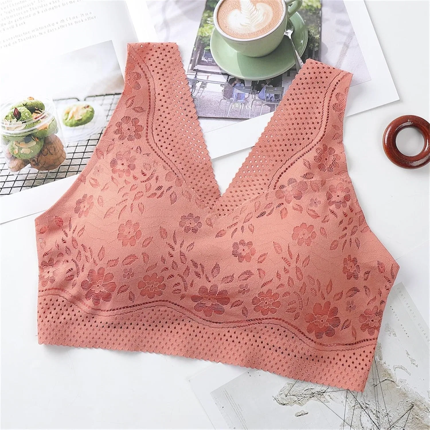 Generic Ортопедический бюстгальтер Hatmeo для женщин, предотвращающий провисание; бюстгальтер Hatmeo для пожилых женщин, корректирующий осанку; дышащий бюстгальтер с эффектом пуш-ап, Watermelon Red — фото 3