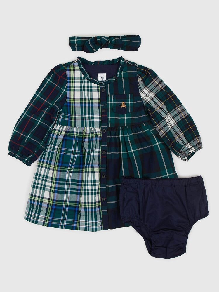 

Клетчатое платье с повязкой на голову Gap, зеленый