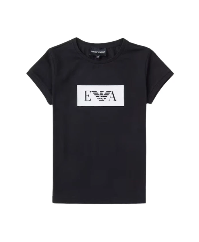 

Однотонная футболка с логотипом спереди и короткими рукавами Armani, синий