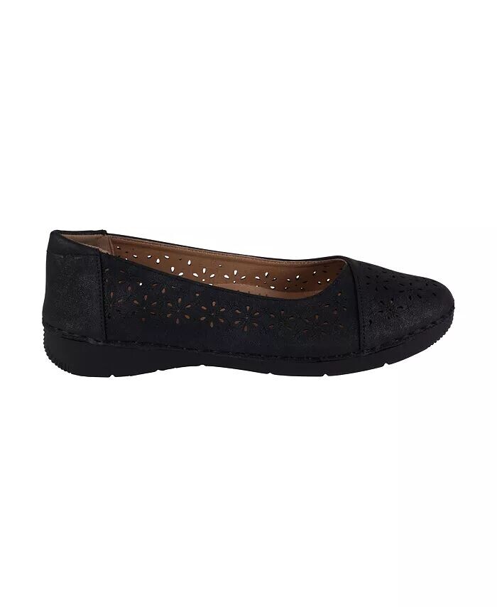 Женские туфли на плоской подошве Nysha с лазерной резкой GC Shoes, черный — фото 2