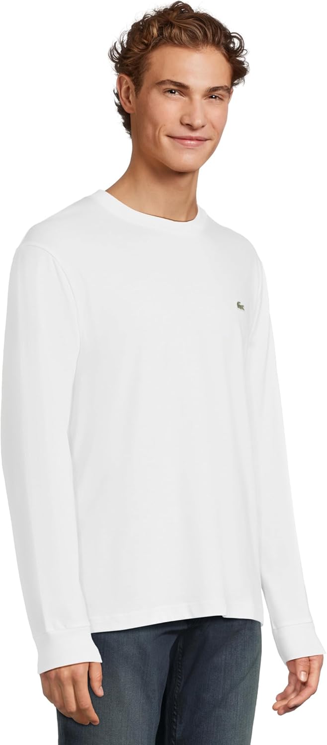 Футболка мужская Lacoste, с длинными рукавами из хлопка, white — фото 2